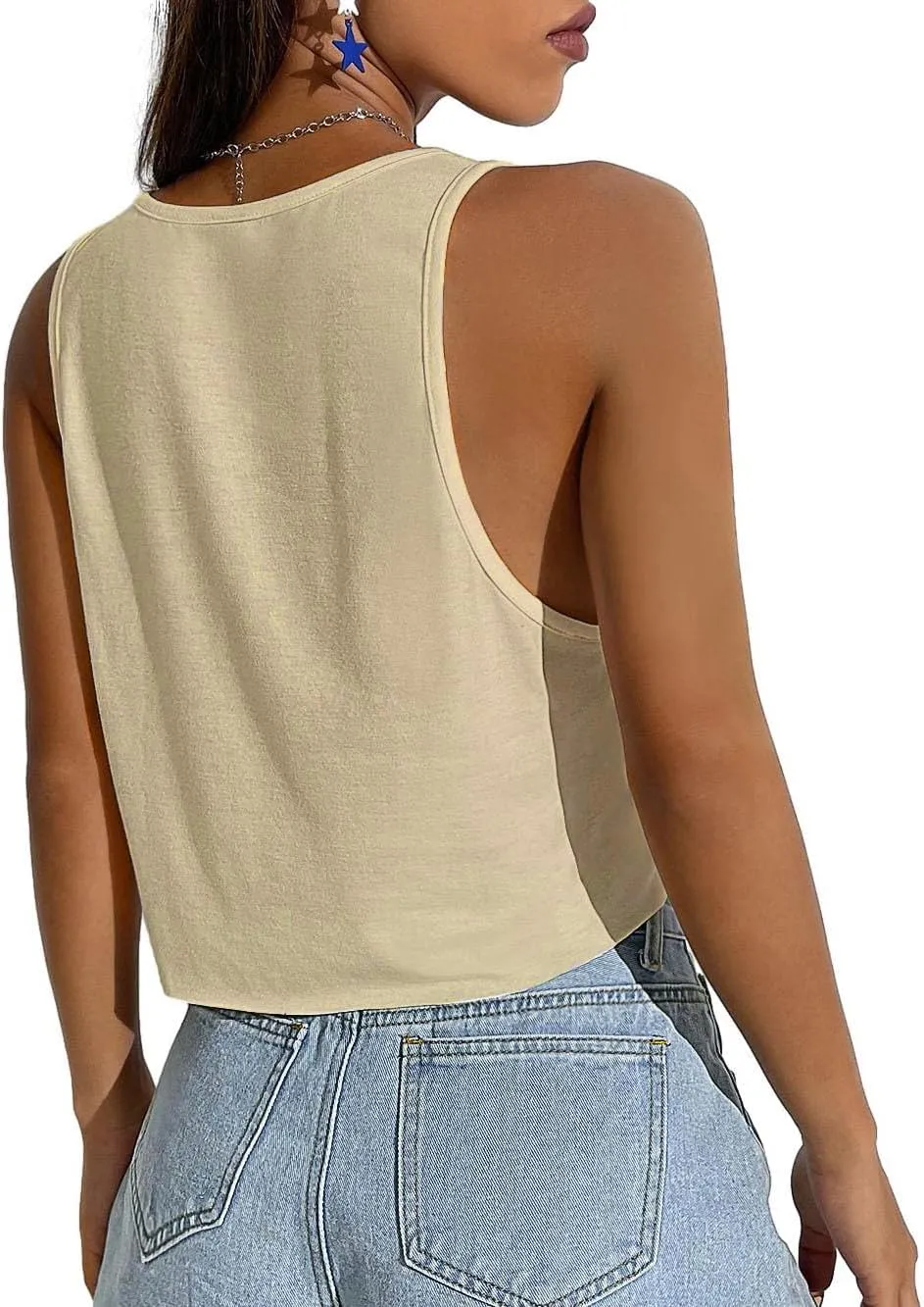 Womens Sexy Crop Tops Loose Fit Cropped Tank Tops for Teen Girls