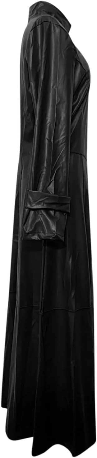 Womens Sexy Faux Leather Jackets Trendy Zip Up Trench Coats Fall Winter Plus Size Outerwear Long Windbreaker Coat