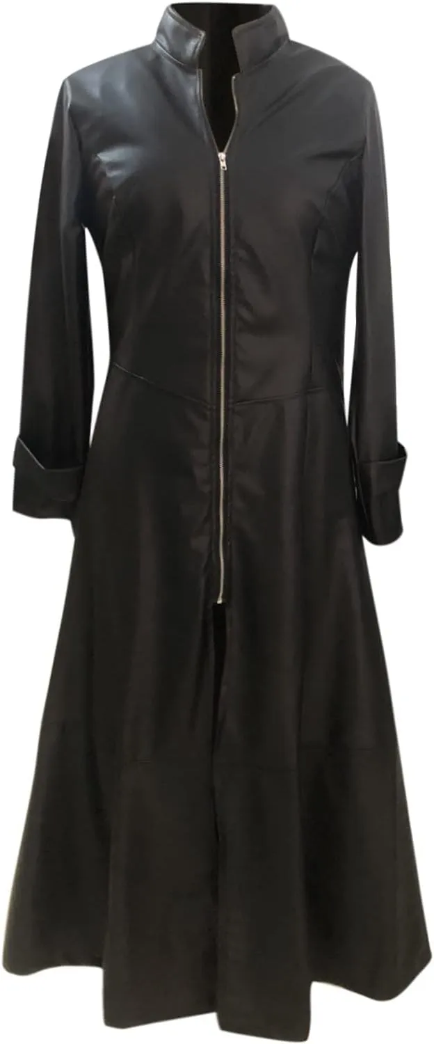 Womens Sexy Faux Leather Jackets Trendy Zip Up Trench Coats Fall Winter Plus Size Outerwear Long Windbreaker Coat