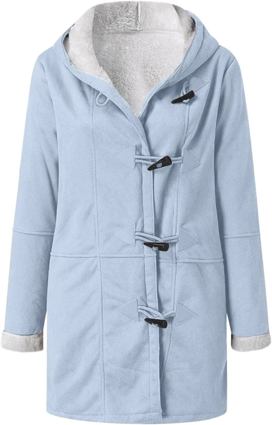 Womens Sherpa Lined Jackets Plus Size Winter Coats Faux Suede Pea Coat Warm Fleece Parka Outerwear