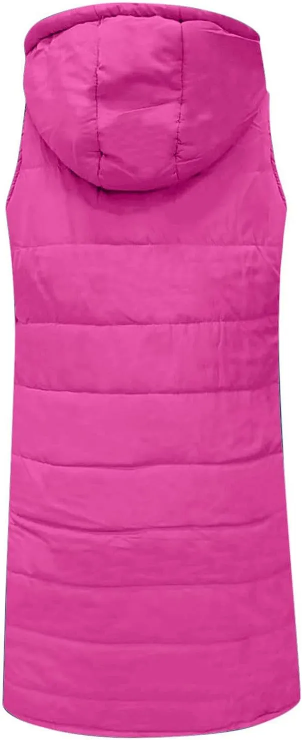 Women's Sleeveless Down Parkas Jackets Warm Winter Vest Coats for Women Long Jacket Plus Size Hooded Puffer Coat