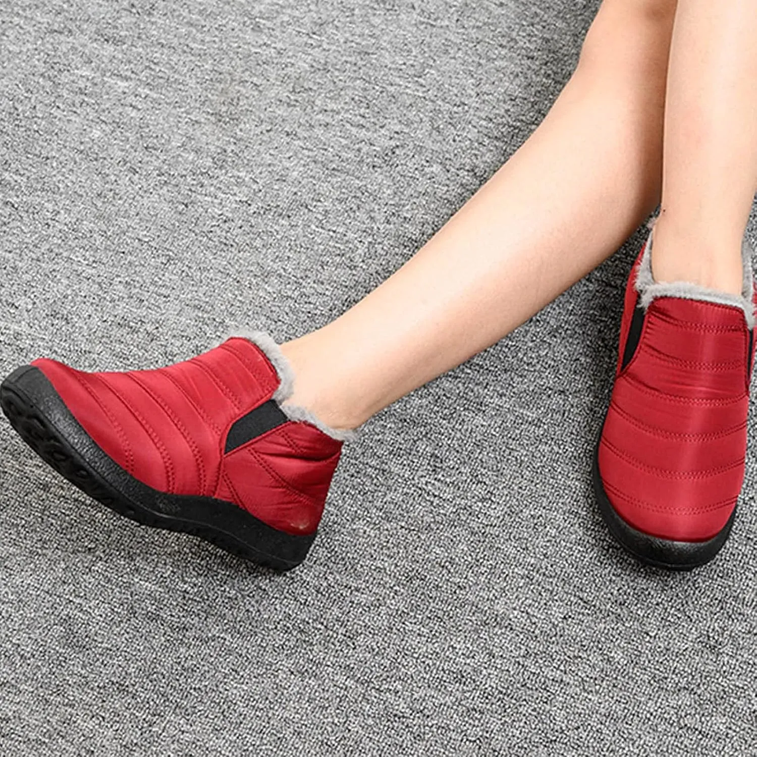 Womens Snow Boots Size 10 Winter Boots for Women Waterproof Wide Tall Women's Black Leather Winter Boots Womens Slip on Walking Snow Shoes Botas TRmicas Para Mujer Sport