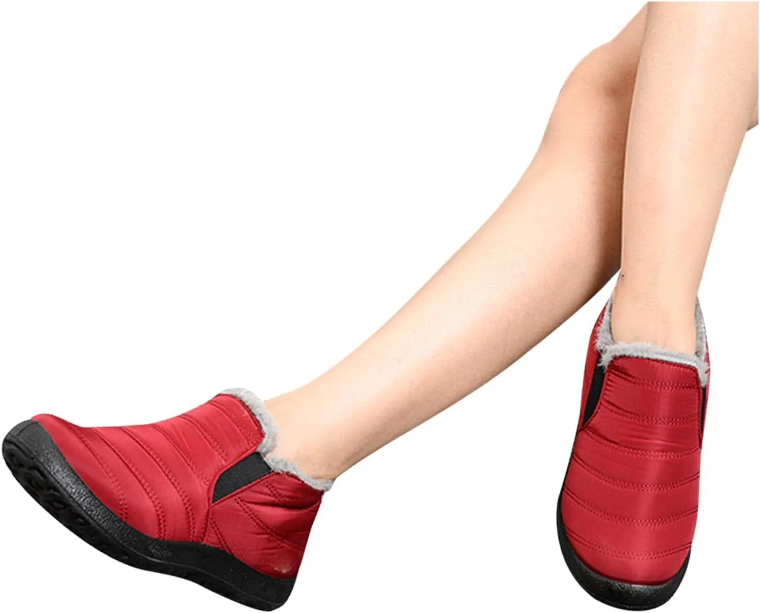 Womens Snow Boots Size 10 Winter Boots for Women Waterproof Wide Tall Women's Black Leather Winter Boots Womens Slip on Walking Snow Shoes Botas TRmicas Para Mujer Sport