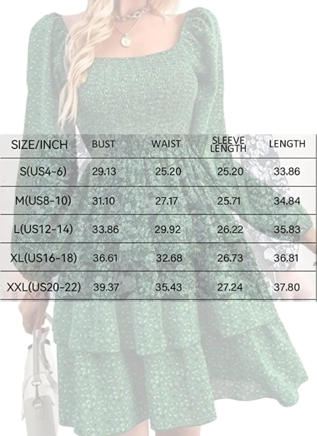 Women's Square Neck Long Sleeve Boho Floral Print A-Line Mini Dress 2025 Spring Casual Stylish Everyday Wear Dress