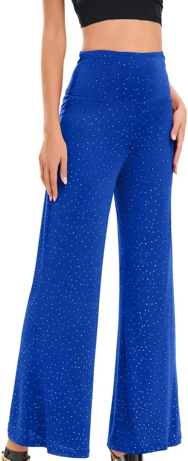 Women's Stretchy Wide Leg Yoga Pants Casual Comfy High Waist Palazzo Lounge Pants Loose Dance Trousers Comfy Slacks