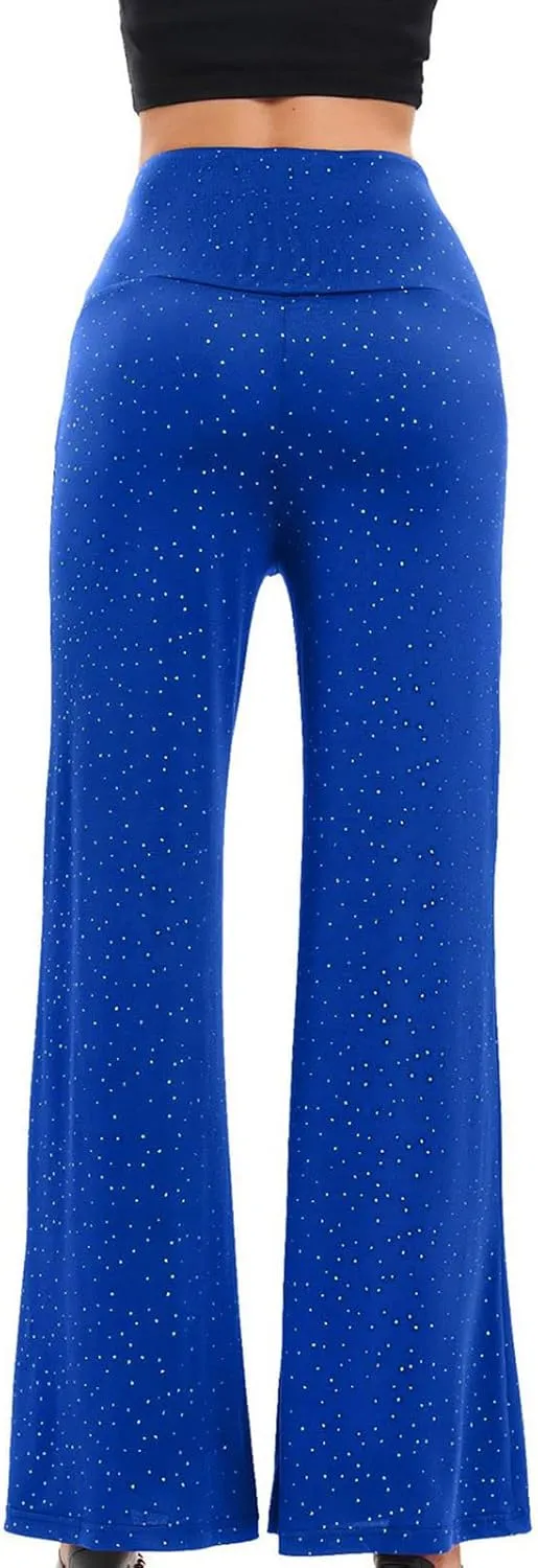 Women's Stretchy Wide Leg Yoga Pants Casual Comfy High Waist Palazzo Lounge Pants Loose Dance Trousers Comfy Slacks