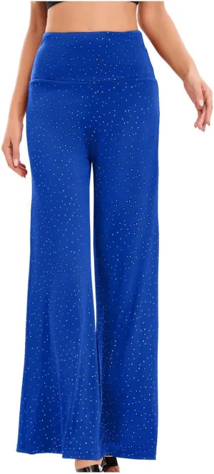 Women's Stretchy Wide Leg Yoga Pants Casual Comfy High Waist Palazzo Lounge Pants Loose Dance Trousers Comfy Slacks