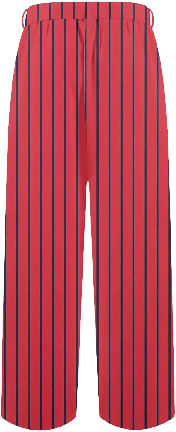 Womens Striped Palazzo Pants High Waisted Adjustable Tie Knot Flowy Trousers Casual Loose Lounge Pant with Pockets