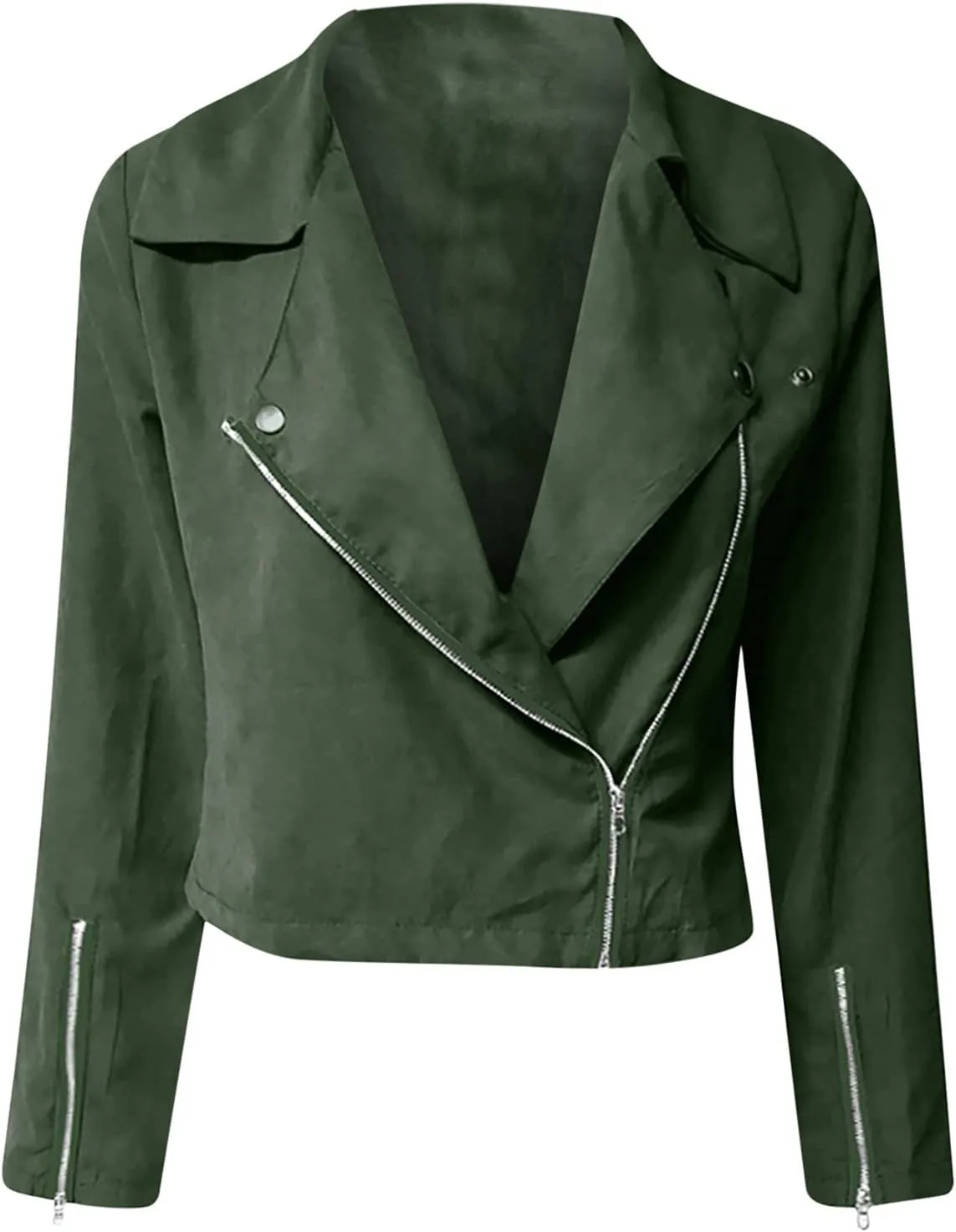 Women's Suede Cropped Jacket Faux Leather Jacket Women Vintage Coats Zip Up Motorcycle Jacket Open Front Cardigan Coat