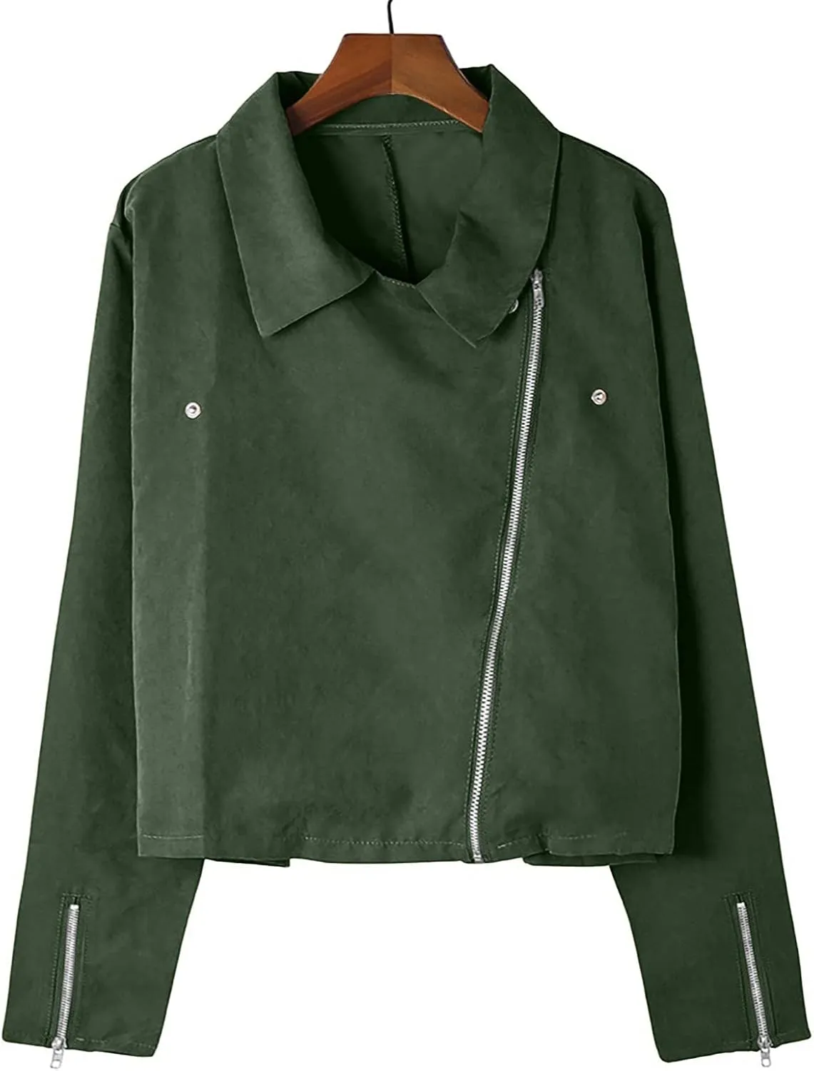 Women's Suede Cropped Jacket Faux Leather Jacket Women Vintage Coats Zip Up Motorcycle Jacket Open Front Cardigan Coat