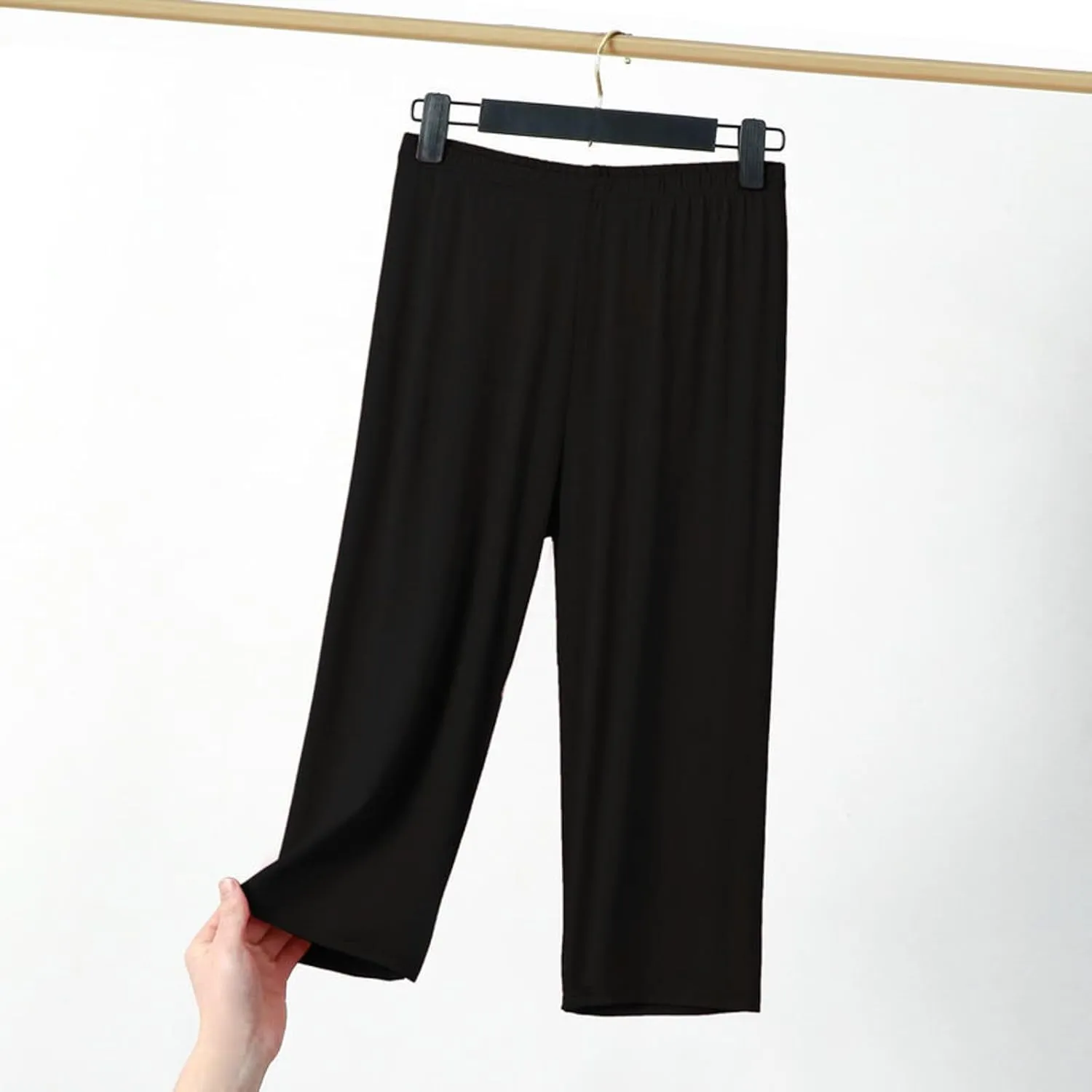Women's Summer Capri Pants Slimming Home Casual Pajamas Pants Lightweight Breathable Elastic Waist Comfy Trousers