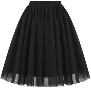 Womens Tulle Skirts Midi Elastic High Waisted Pleated Mesh Flowy A-Line Party Long Tutu Skirt Fashion Clothes