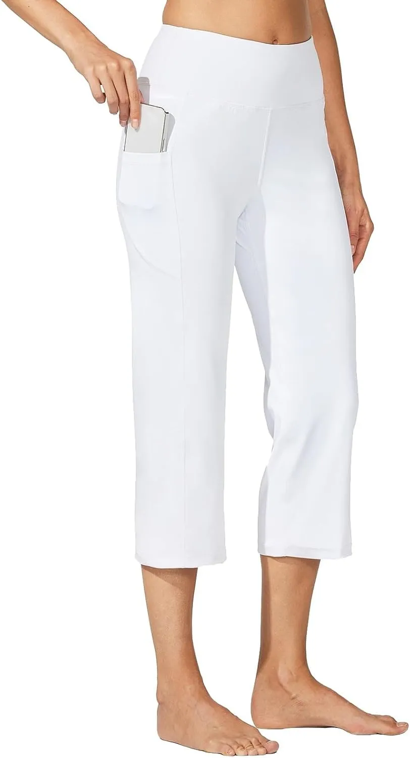 Womens Wide Leg Yoga Pants Casual Five Yoga Shorts Summer Wide Leg Capris Women's Capri Pants Summer Loose Yoga