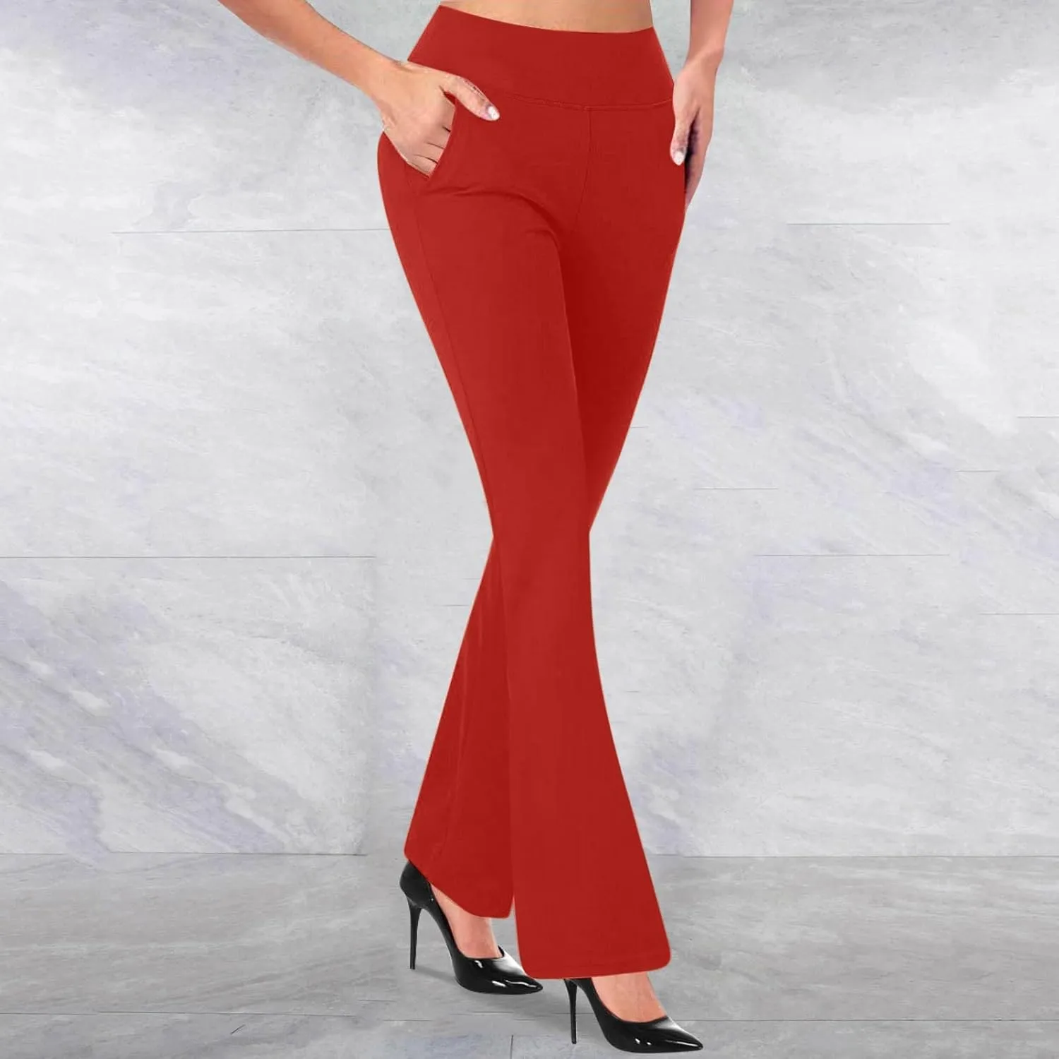 Work Pants for Women Stretch Flare High Waist Yoga Pant Dressy Soft Business Casual Slacks Comfy Office Trousers