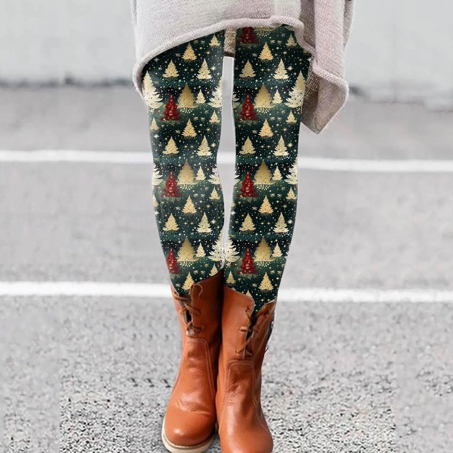 Workout Leggings for Women Fashion Soft Daily Vacation Deep Green Gray Green All Seasons Flare Leggings for Women