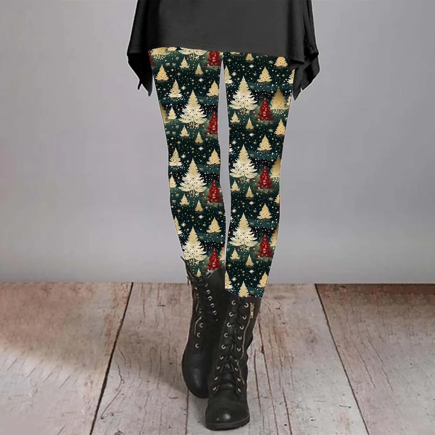 Workout Leggings for Women Fashion Soft Daily Vacation Deep Green Gray Green All Seasons Flare Leggings for Women