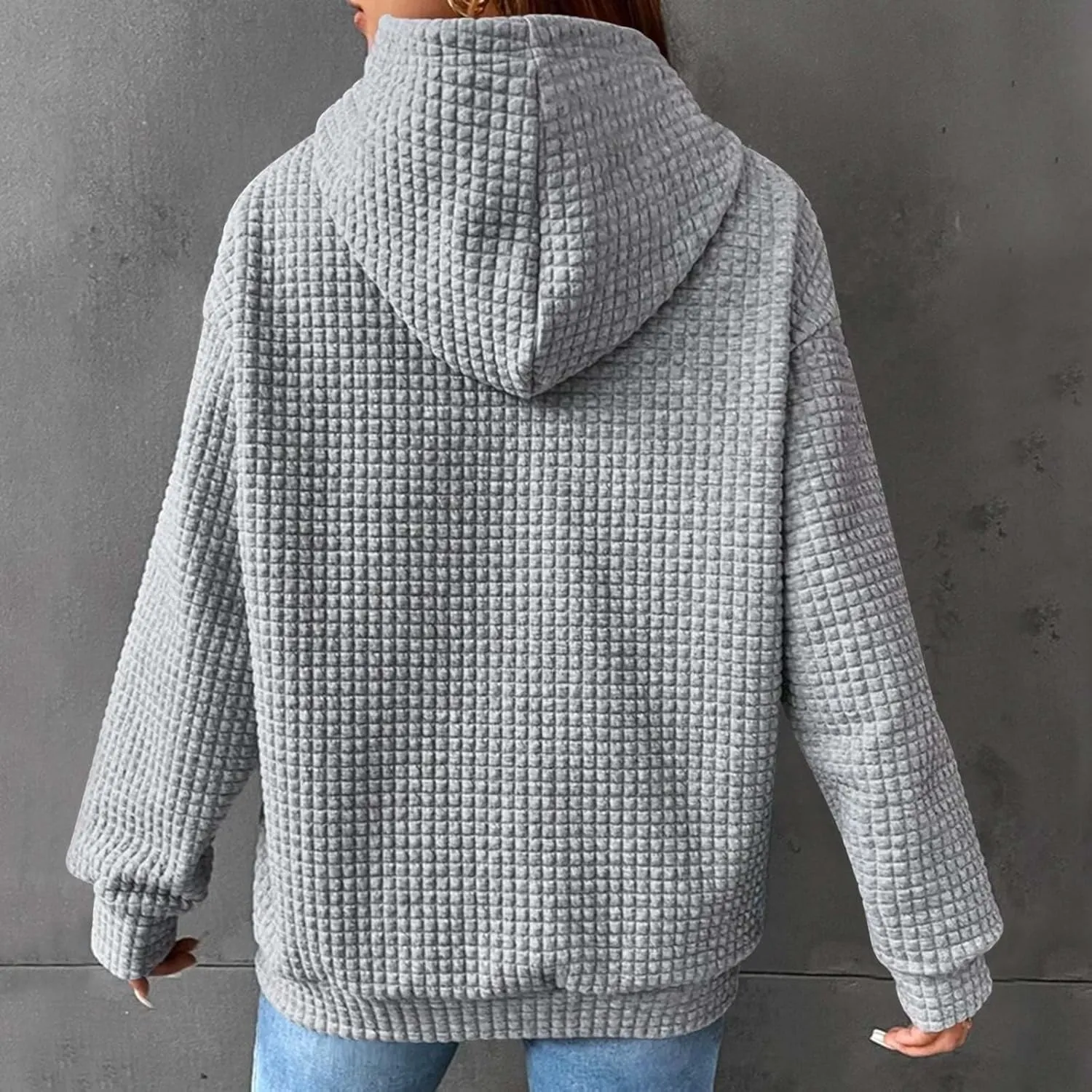 XUNRYAN Womens Waffleknit Shacket Jacket 2023 Fall Fashion Long Sleeve Casual Button Down Shirts Jackets Zip Up Hoodie Coat