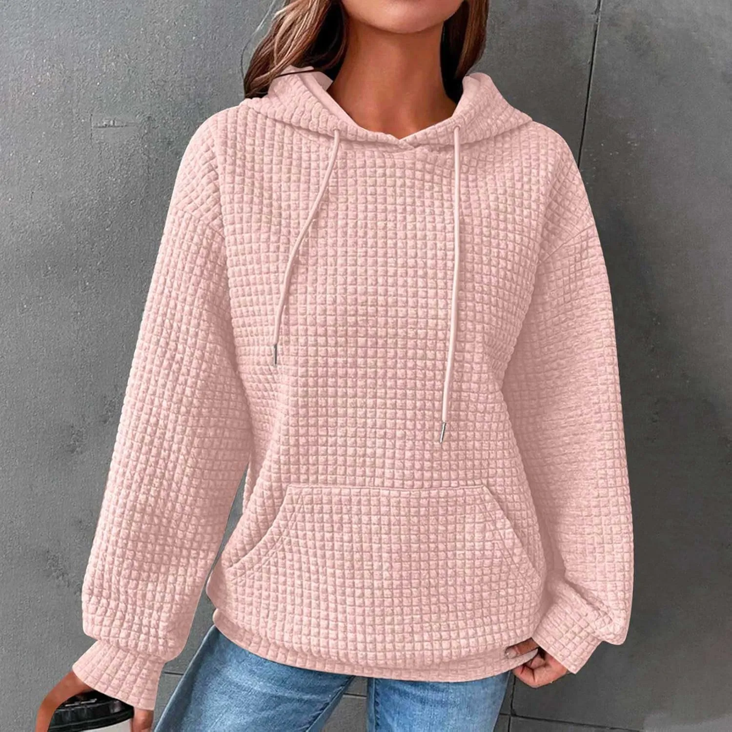 XUNRYAN Womens Waffleknit Shacket Jacket 2023 Fall Fashion Long Sleeve Casual Button Down Shirts Jackets Zip Up Hoodie Coat