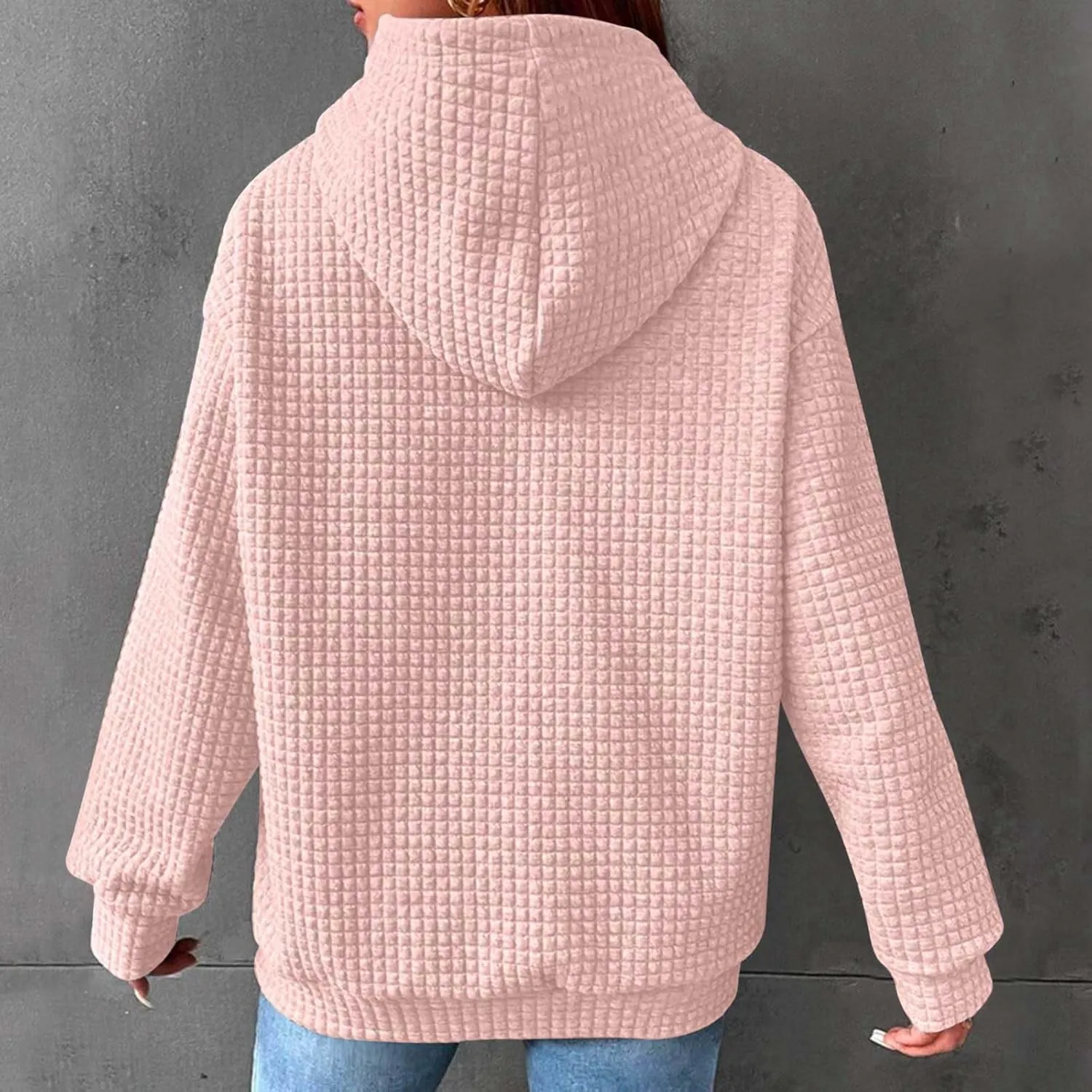 XUNRYAN Womens Waffleknit Shacket Jacket 2023 Fall Fashion Long Sleeve Casual Button Down Shirts Jackets Zip Up Hoodie Coat