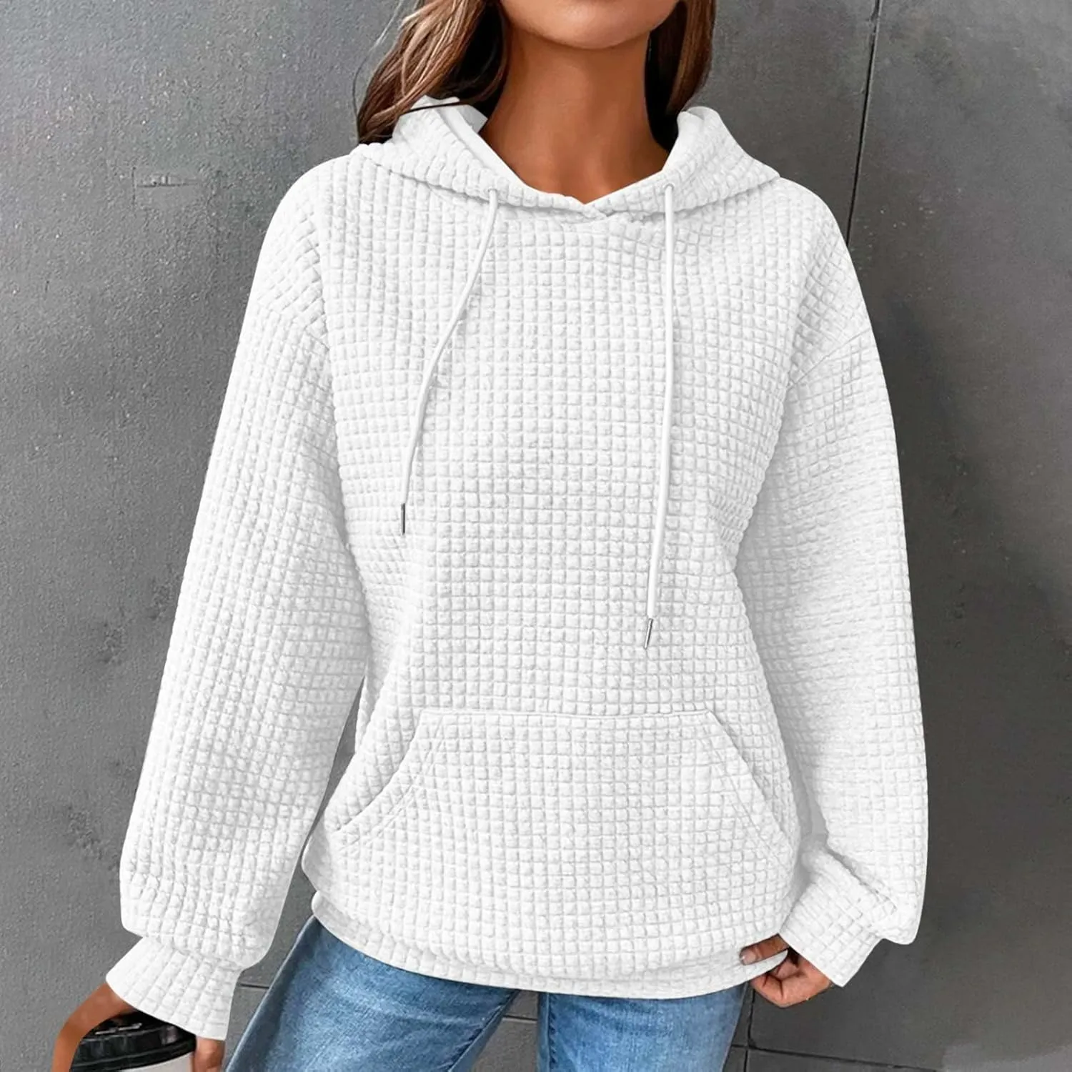 XUNRYAN Womens Waffleknit Shacket Jacket 2023 Fall Fashion Long Sleeve Casual Button Down Shirts Jackets Zip Up Hoodie Coat