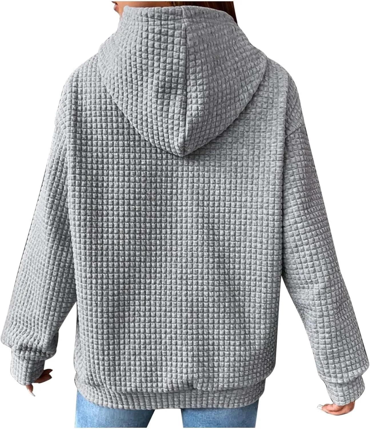 XUNRYAN Womens Waffleknit Shacket Jacket 2023 Fall Fashion Long Sleeve Casual Button Down Shirts Jackets Zip Up Hoodie Coat