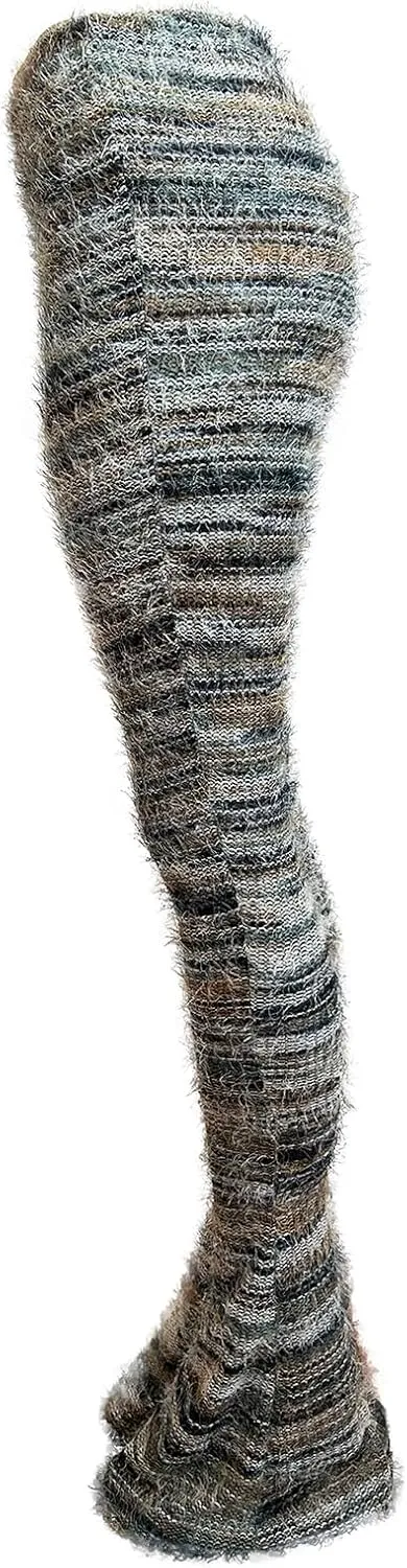 XZLUFNY Women's Stacked Fuzzy Pants High Waisted Striped Knit Sweatpnts Leggings