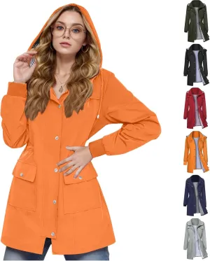 yardsong Rain Jacket for Women Waterproof Climbing Outdoor Hiking Hooded Windbreaker Lightweight Casual Trench Coats