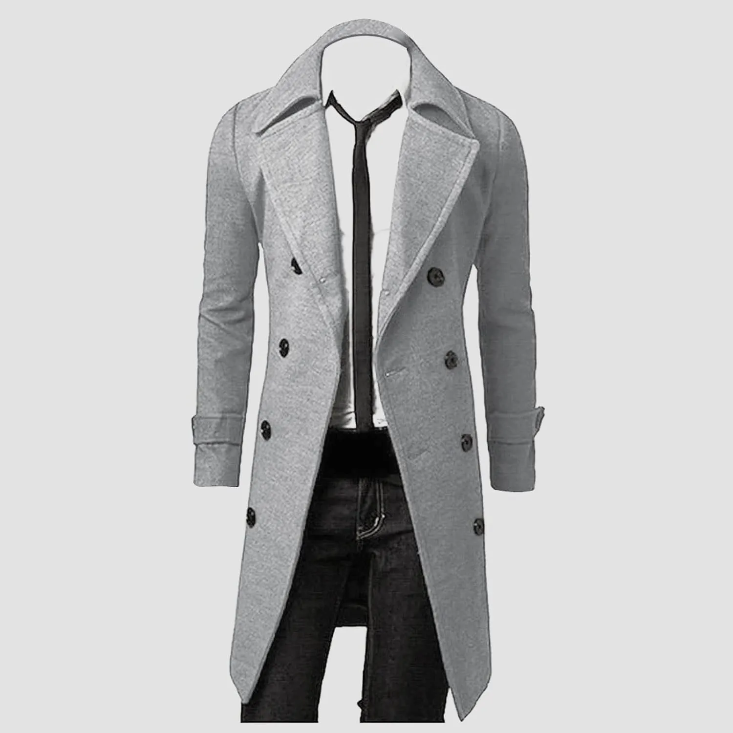 Ymosrh Mens Coats and Jackets Plus Size Stylish Trench Coat Double Breasted Long Jacket Coat Coats Jackets Big Tall