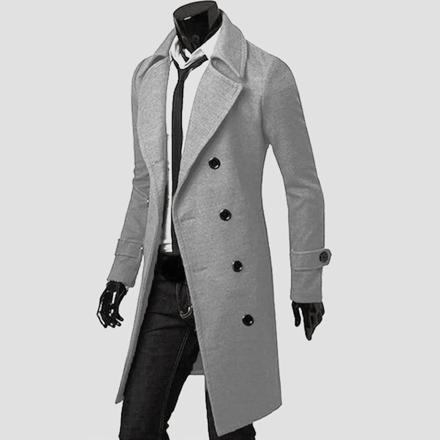 Ymosrh Mens Coats and Jackets Plus Size Stylish Trench Coat Double Breasted Long Jacket Coat Coats Jackets Big Tall