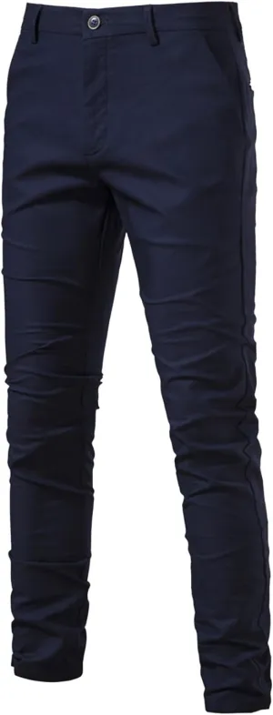 Ymosrh Men's Pants Chinos Slim Fit Stretch Flat-Front Skinny Dress Pants, 30-38