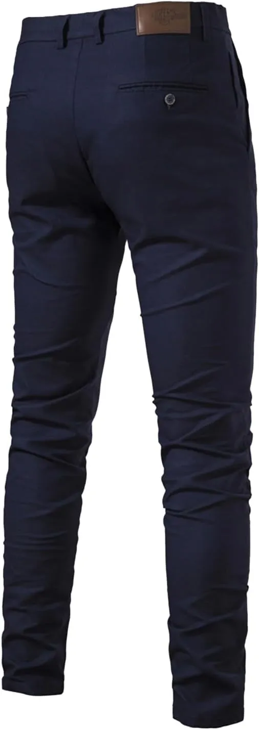 Ymosrh Men's Pants Chinos Slim Fit Stretch Flat-Front Skinny Dress Pants, 30-38