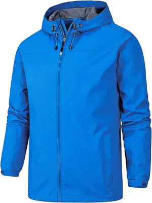 Ymosrh Men's Rain Coat Jackets Lightweight Nylon Windbreaker Wind & Water Resistant Jacket, XL-5XL