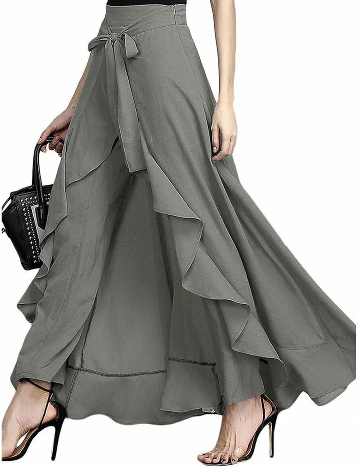 YOLAI Dance Pants for Women Baggy Women's Print Stretch Bell Bottom Flare Palazzo Pants Trousers