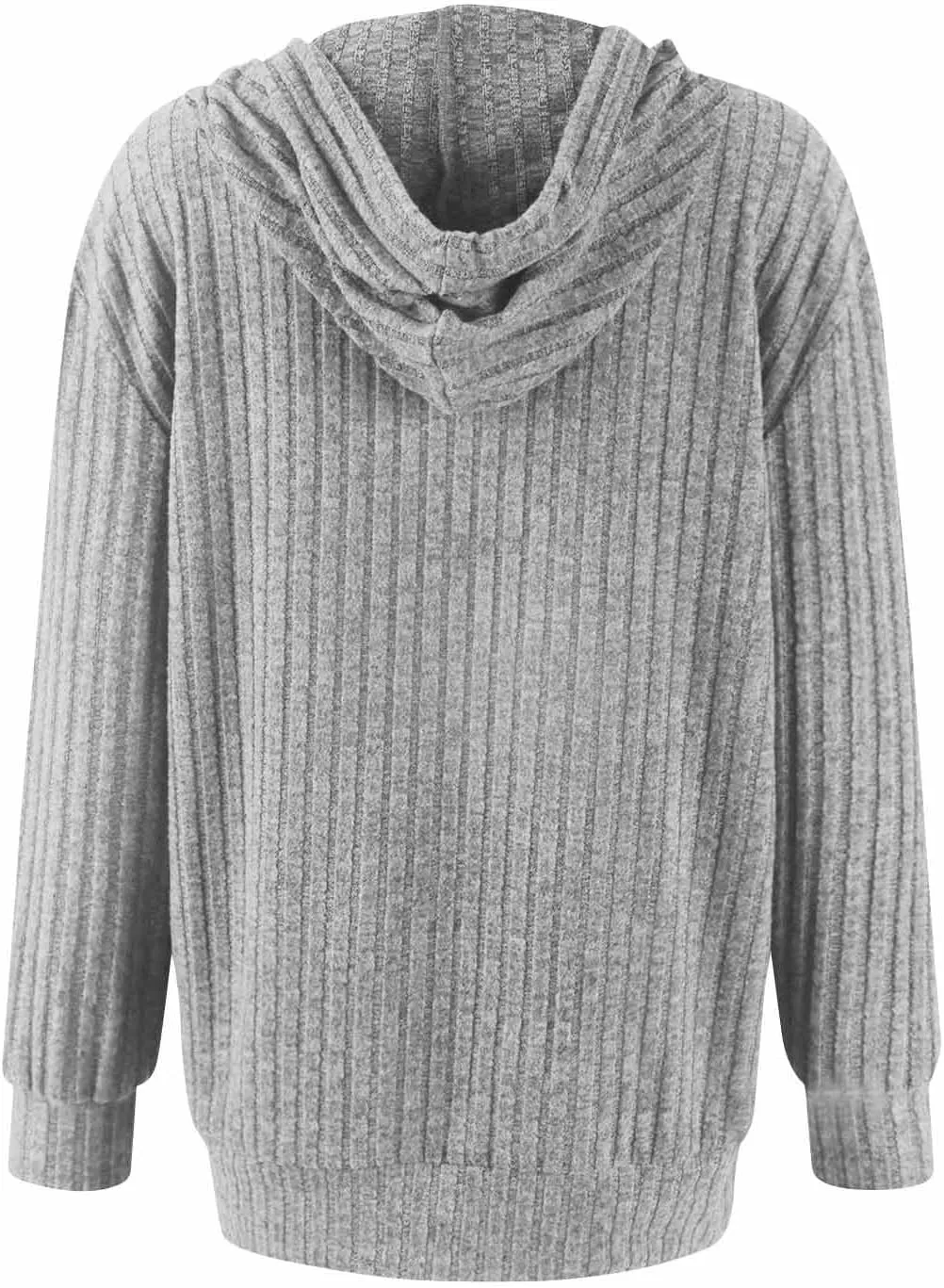 Zip Up Hoodie Women Drawstring Ribbed Knit Sweater Hoodie Long Sleeve Shirt Open Front Cardigan Fall Outfits with Pocket
