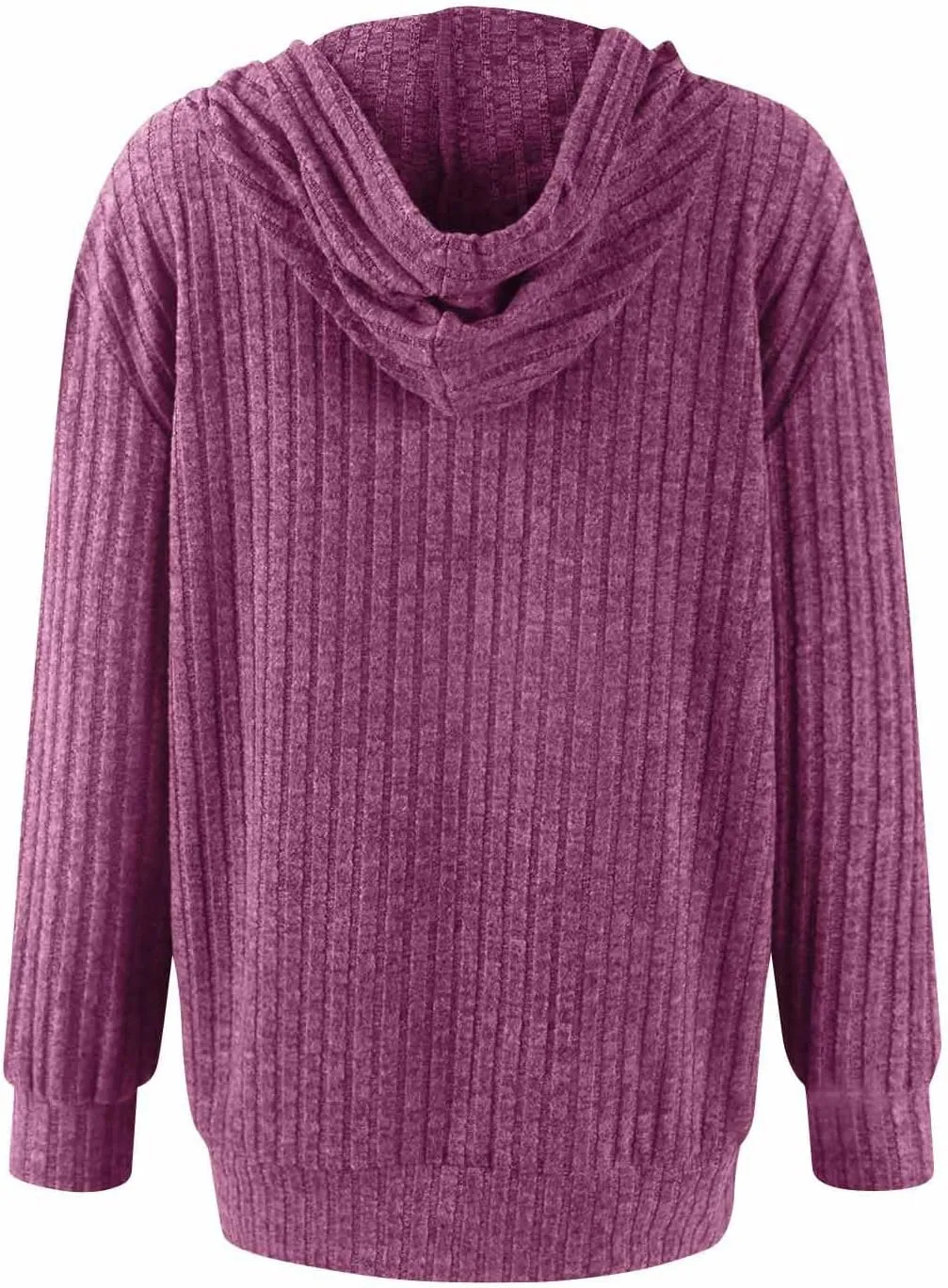 Zip Up Hoodie Women Drawstring Ribbed Knit Sweater Hoodie Long Sleeve Shirt Open Front Cardigan Fall Outfits with Pocket