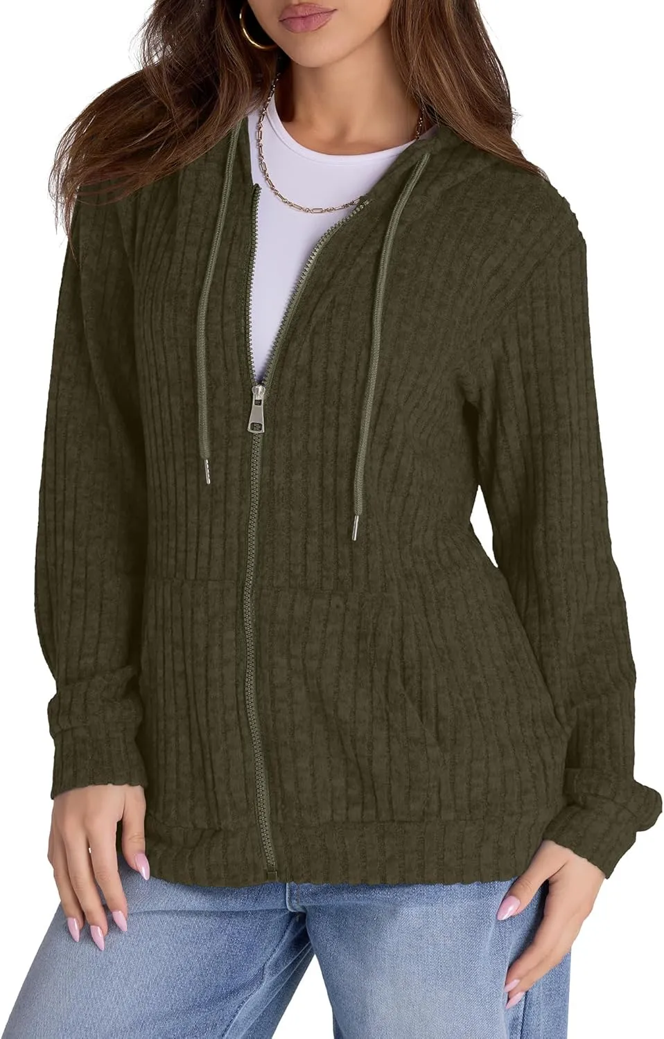 Zip Up Hoodie Women Oversized Sweatshirt Long Sleeve 2025 Fall Outfit Lightweight Jackets Workout Clothes