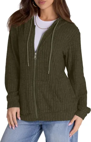 Zip Up Hoodie Women Oversized Sweatshirt Long Sleeve 2025 Fall Outfit Lightweight Jackets Workout Clothes