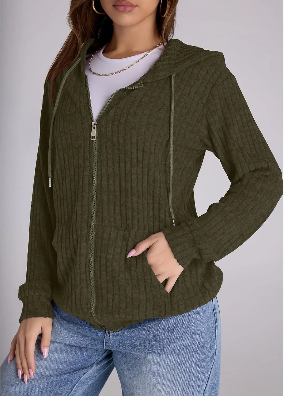 Zip Up Hoodie Women Oversized Sweatshirt Long Sleeve 2025 Fall Outfit Lightweight Jackets Workout Clothes